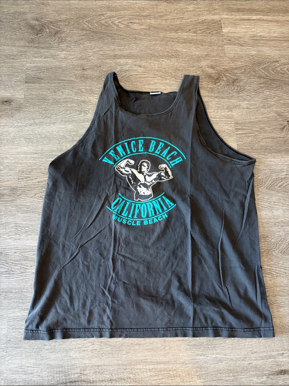 Venice Beach California Graphic Tank Top - Black and Teal